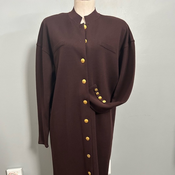 Vintage Liz Claiborne Knit Bordeaux Midi Single Button Dress size M- gently used - Picture 4 of 17